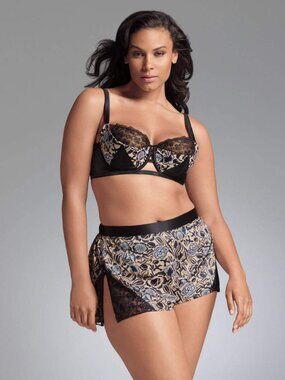 2014 Sophie Theallet for Cacique Lane Bryant Floral Lace Satin Sleep Short 26/28